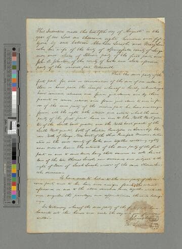 Abraham Lincoln and Mary Lincoln indenture to John D. Johnston, Springfield, Illinois
