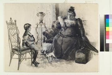 Young Boy Talking to a Woman with an Angry Dog