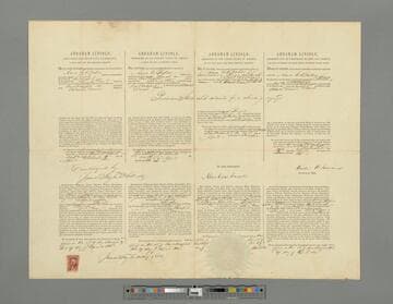 Ships papers for barque Sarah at the port of New Bedford