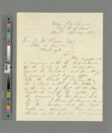 Henry Steel Olcott, Washington, D.C., letter to John D. McPherson
