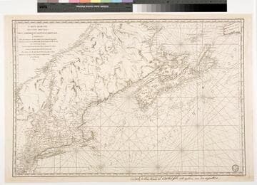 Carte Réduite des Côtes Orientale de l'Amérique Septentrionale. Contenant Celles des Provinces de New-York et de la Nouvelle Angleterrem celles de l'Acadie ou Nouvelle Ecoffe, de l'Ile Royale de l'Ile St. Jean avec l'interieur de Pays