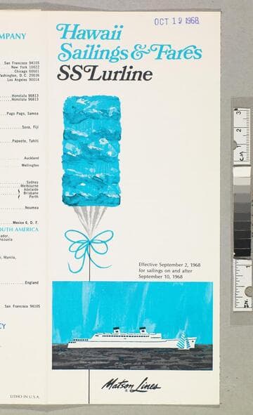 Hawaii sailings & fares :  SS Lurline