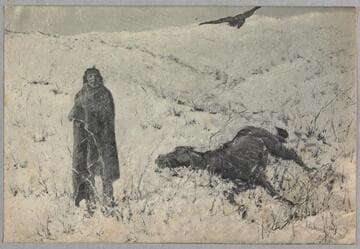 Painting of Indian and horse by Frank P. Sauerwein