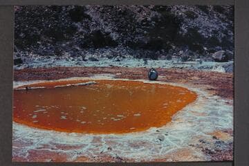 Sipapu, stick cemented in and gas bubbles showing, pool is 9' x 11'