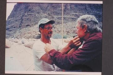 Frank LaRue at make-up with Rod Sanderson; Tapeats Creek