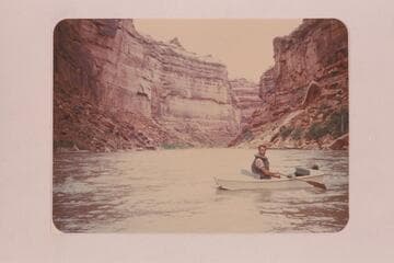 Don Wimpress in the "Argo" somewhere in the canyon before Piute Farms