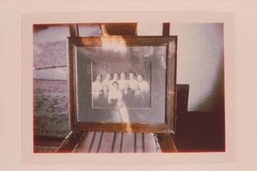 The James White family.  [back row] Carrie; Esther; Emma; Bertha; Flora; Mary (Mick).  [front row] Arnold; Octavia; James; Ven