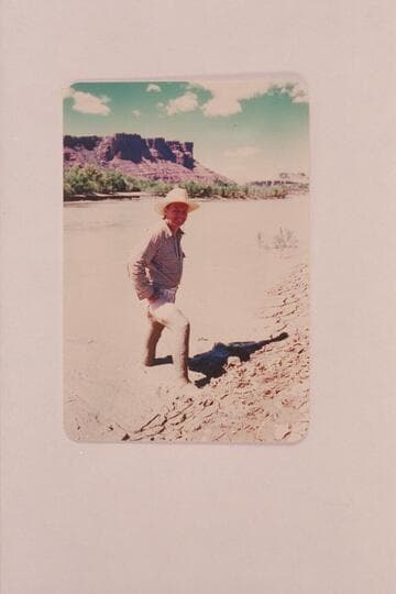Paul Terry after wading the mud of Paria Creek.  Terry traversed the Grand Canyon in 1953