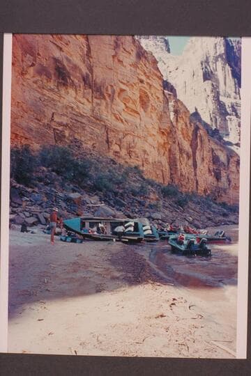 Powell boats rolled on beach for repair; National Canyon