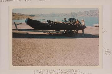 A Zodiac inflated craft preparing for launching at South Cove