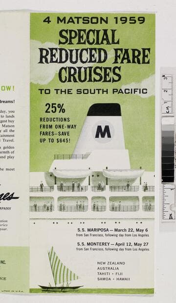 4 Matson 1959 special reduced fare cruises to the South Pacific