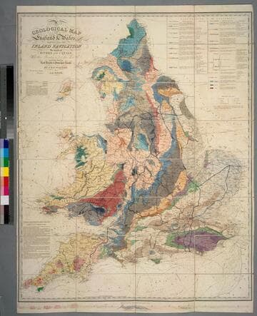 A geological map of England & Wales : showing also the inland navigation by means of rivers and canals, with their elevation in feet above the Sea ; together with rail roads and principal roads / by J. & C. Walker and J. A. Knipe