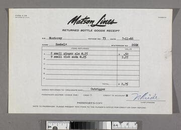 Returned bottle goods receipt