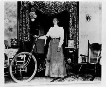 Lady bicyclist at home