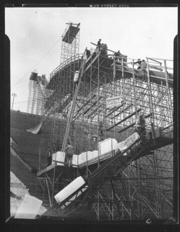 Ski jump, Los Angeles Memorial Coliseum, Los Angeles. 1938