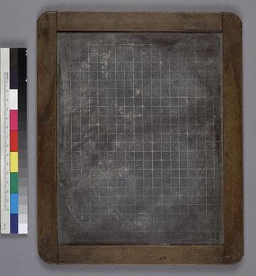 Stone drawing slate within a wooden frame, ca. 1880