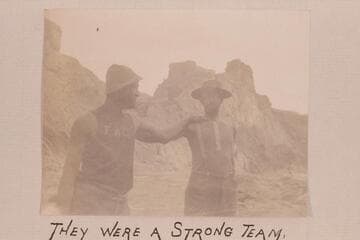 "They Were a Strong Team."  Langdon Gibson and Kane.   The bears indicate that the photo was made on toward the end of the trip
