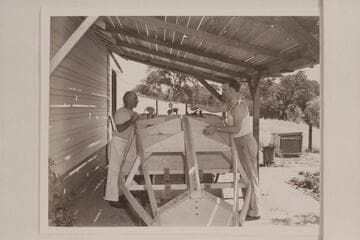 The "Esmeralda II" under construction at Paso Robles.  Marston at left and Hudson