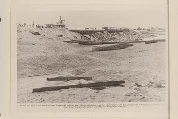 Repair to bank of lower Colorado River.  The steamer "Searchlight" is shown