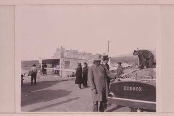 Navajo Indians inspecting the "Hudson" at Art Greene's "Cliff Dweller's Lodge"