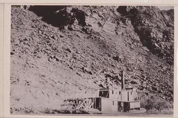 The steamer "Charles H. Spencer" on the bank at Lees Ferry
