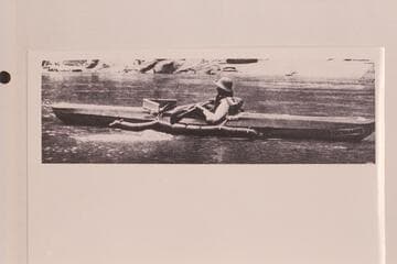 Zee Grant in his specially built kayak with which he traversed the Marble and Grand Canyons in 1941