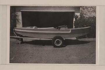 "Susie R"; one of Pat Reilly's glass boats used in traverse of Grand Canyon, 1955, June-July