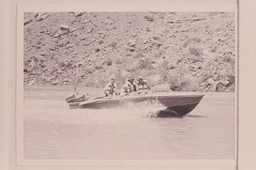 The "RATTLESNAKE" cruising in Glen Canyon with Butchart, Lodell Mathews, Mercer and Sanderson
