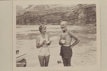Margaret and Dock Marston in Grand Canyon  [photo reverse:  L. C. before B. A.  MGM used for ORM folder]