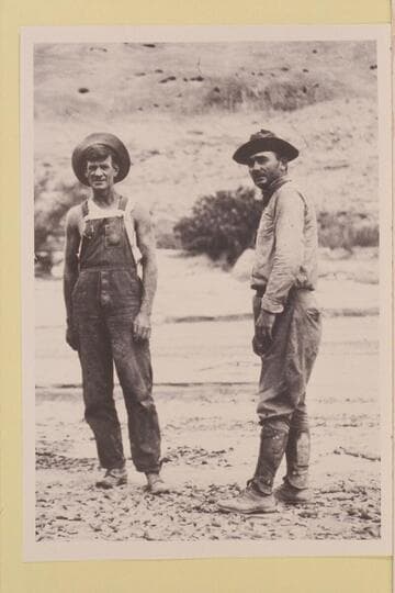 Bert Loper at left and kelly W. Trimble at right.  Bert was in his prime as head boatman of the USGS San Juan Survey.  Glen Canyon