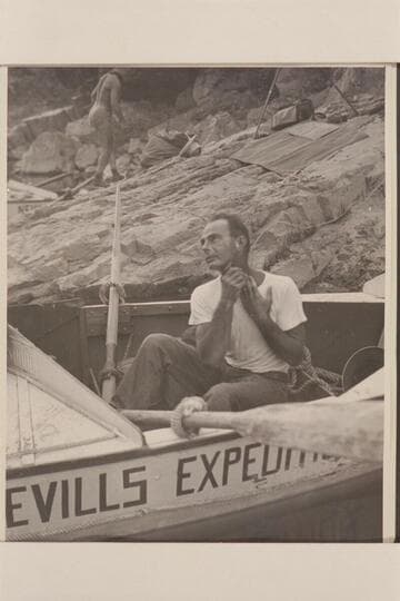 Norm Nevills shaving before running Buck Creek Rapid; Snake River run of 1946