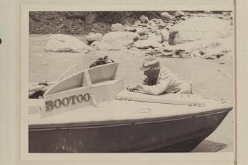 Dock Marston fastening the forward hatch, Mile 24 1/2