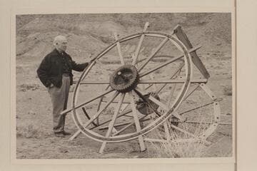 Dock Marston and the stern wheel of the "Navajo"; Lees Ferry