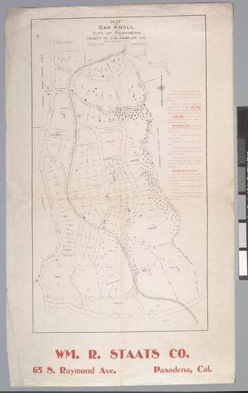 Map of Oak Knoll in the City of Pasadena and the County of Los Angeles, Cal. / surveyed in 1906 by J. O. Marsh C.E