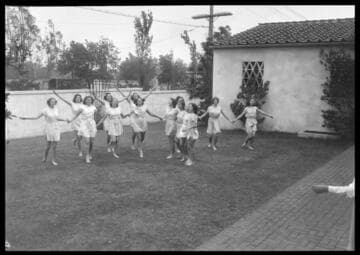 Girls dancing, Polytechnic Elementary School, 1030 East California, Pasadena. June 1939