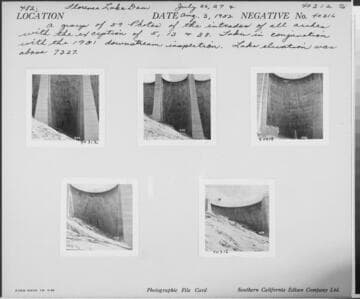 Big Creek, Florence Lake Dam - Photograph showing Intrados of Arch #54. Taken in conjunction with 1951 inspection