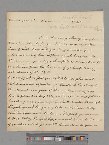Montagu, Elizabeth (Robinson). Letter to Elizabeth (Charlton) Montagu