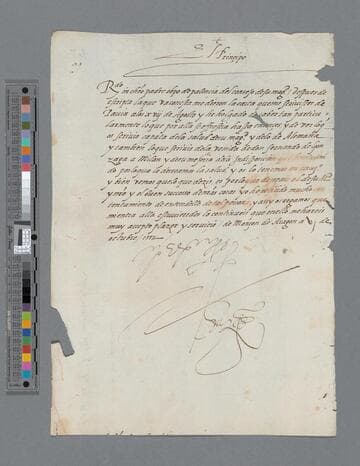 Felipe II, King of Spain, letter to Pedro de la Gasca, Bishop