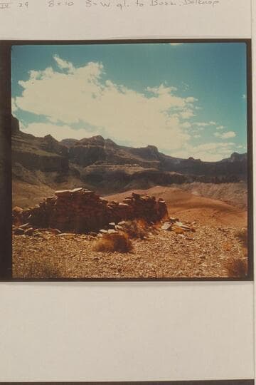 Indian structure above left bank of Colorado River in the Grand Canyon. Mile 71.2. Looking south toward South Rim