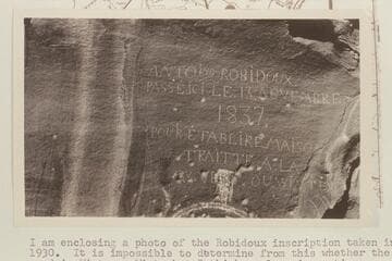 Robidoux inscription at foot of Book Cliffs west of the Colorado-Utah line