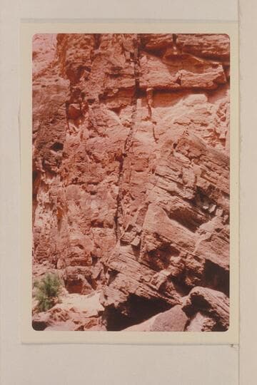Marston's Dyke, Mile 159.1-.2. The fissure is filled with lava associated with the small cones on top of the inner gorge below the mouth of Kanab Creek