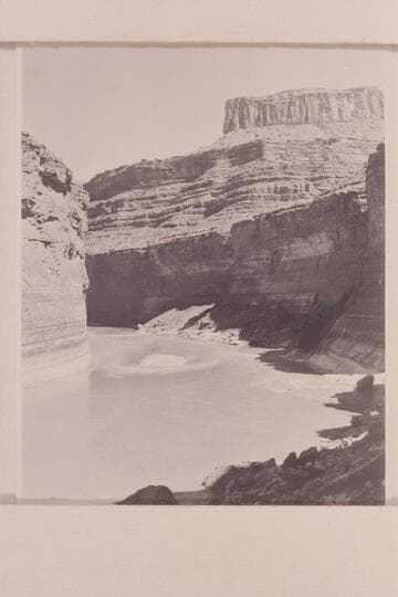 Downriver toward Vaseys Paradise. The low water of 1948 discloses the boulder island