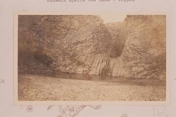 Tappan Spring near Tuba Bridge (Little Colorado River). Lava formation on sandstone. Water breaking out at intermediate point. Bauwens spells the name "Teppen."