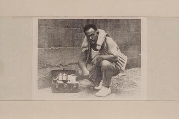 Russell G. Frazier. Ready for the River pose at his home at Bingham Canyon prior to his Grand Canyon cruise starting from Lees Ferry 1934, July 19