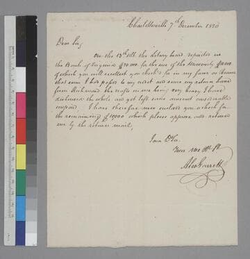 Alexander Garrett, Charlottesville, letter to Thomas Jefferson