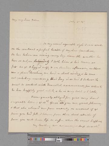 Montagu, Elizabeth (Robinson). Letter to Elizabeth (Charlton) Montagu