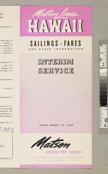 Hawaii sailings - fares and other information interim service