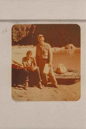 Charles Merritt and David Beardsley at Bright Angel Creek. They left Lees Ferry 1952, Aug. 28, and arrived Bright Angel Creek Aug. 31
